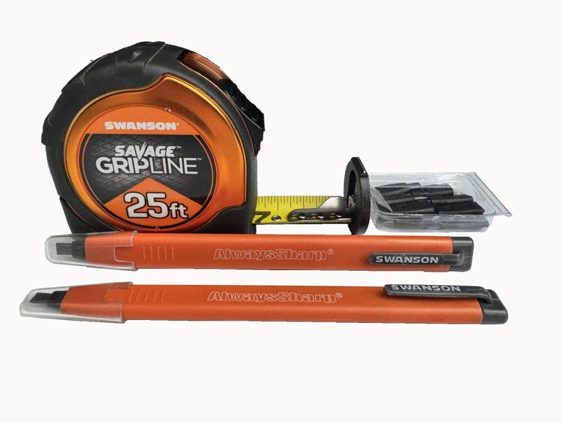 Swanson Tool Co. , Inc Swanson Tool Co SVGL25M1/CP216 Value Pack featuring a 25 Foot Gripline Tape Measure and 2 Mechanical Pencils with Black Graphite Replacement Tips - Image 1